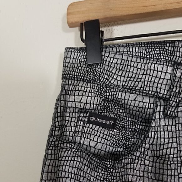 Guess GLAMOUR Print Silver Stretch Jeans Size 28 - Picture 2 of 6